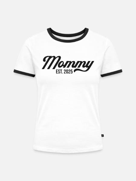 Mama Est 2025 - Frauen Kontrast-T-Shirt - Weiß/Schwarz