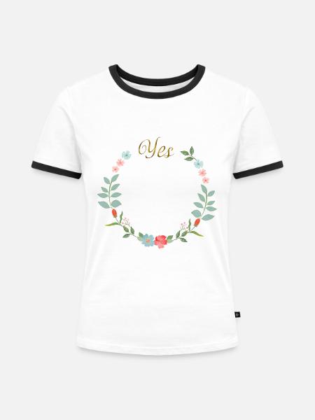 Yes - Frauen Kontrast-T-Shirt - Weiß/Schwarz