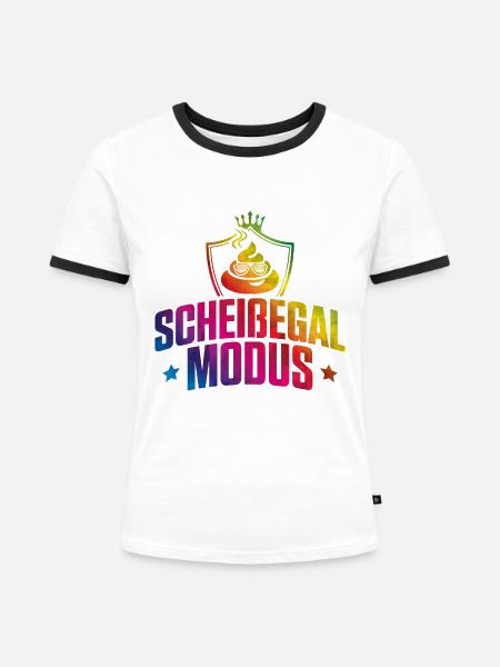 Scheißegal modus bunt - Frauen Kontrast-T-Shirt - Weiß/Schwarz