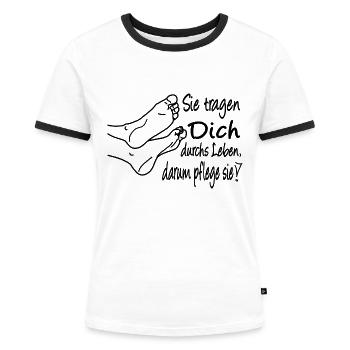 Fußpflege - Frauen Kontrast-T-Shirt - Weiß/Schwarz - Vorne - Selfina (174cm)