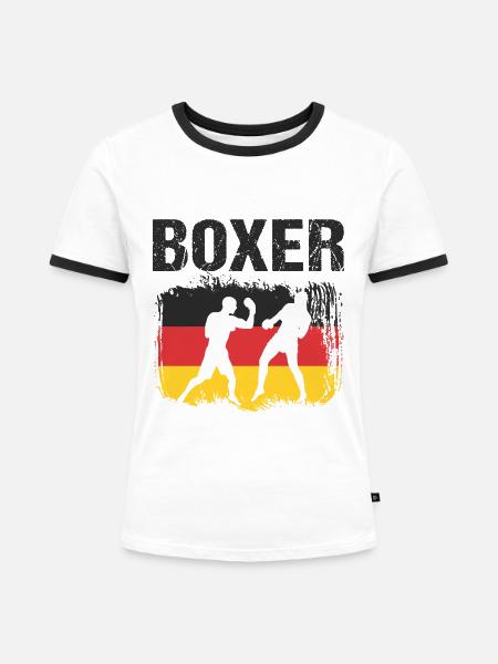 Boxen Deutschland Boxer - Frauen Kontrast-T-Shirt - Weiß/Schwarz