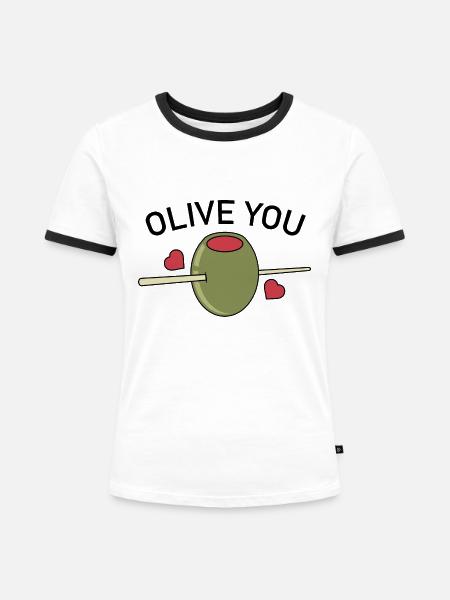 Olive Du - Frauen Kontrast-T-Shirt - Weiß/Schwarz