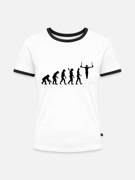 Turnen - Frauen Kontrast-T-Shirt - Weiß/Schwarz