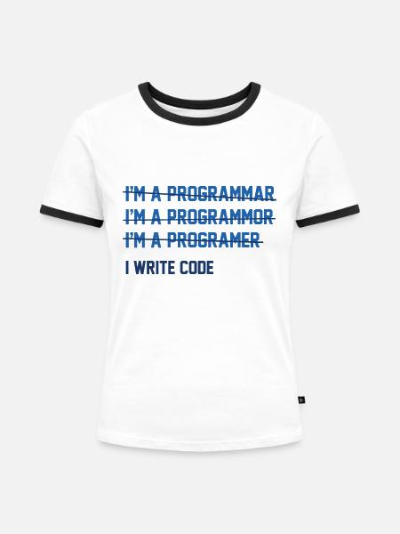 Ich schreibe Code - Frauen Kontrast-T-Shirt - Weiß/Schwarz