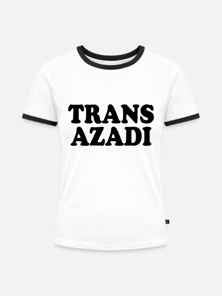 Trans azadi - Frauen Kontrast-T-Shirt - Weiß/Schwarz