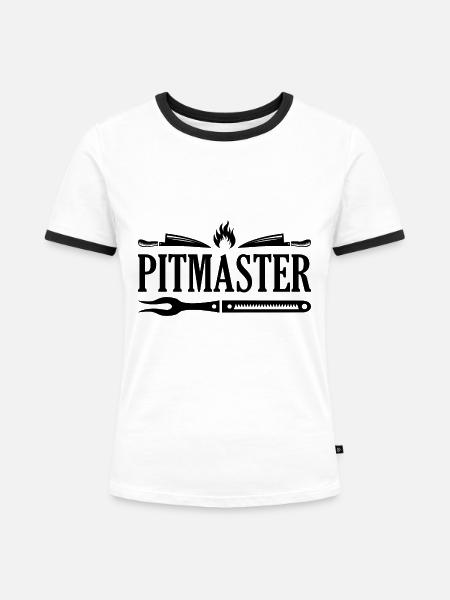 Der Pitmaster - Frauen Kontrast-T-Shirt - Weiß/Schwarz
