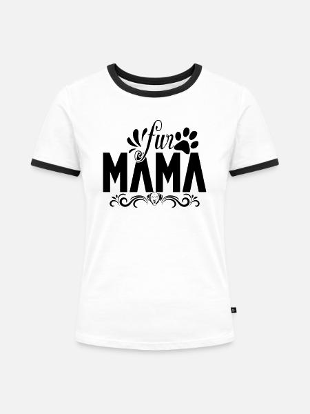 Fell-Mama - Frauen Kontrast-T-Shirt - Weiß/Schwarz