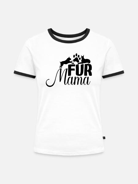 Fell-Mama - Frauen Kontrast-T-Shirt - Weiß/Schwarz