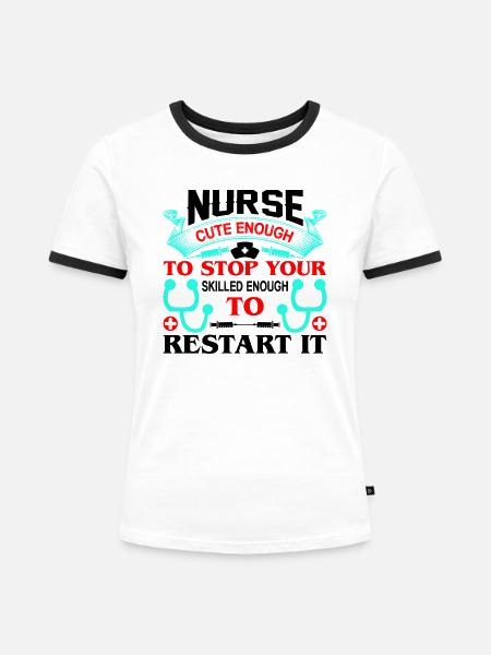 Krankenschwester - Frauen Kontrast-T-Shirt - Weiß/Schwarz