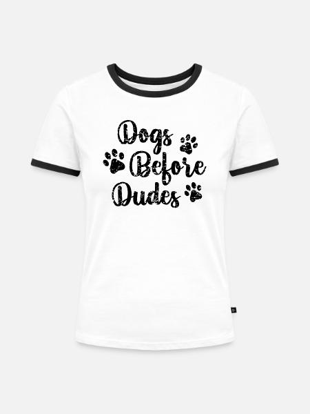 Hunde vor Dudes - Frauen Kontrast-T-Shirt - Weiß/Schwarz