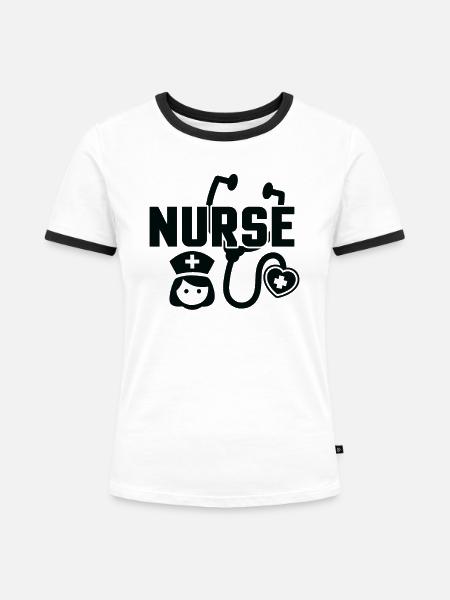 Krankenschwester - Frauen Kontrast-T-Shirt - Weiß/Schwarz