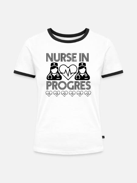 Krankenschwester in Progress - Frauen Kontrast-T-Shirt - Weiß/Schwarz