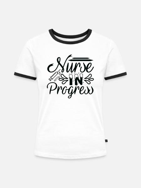 Krankenschwester in Progress - Frauen Kontrast-T-Shirt - Weiß/Schwarz