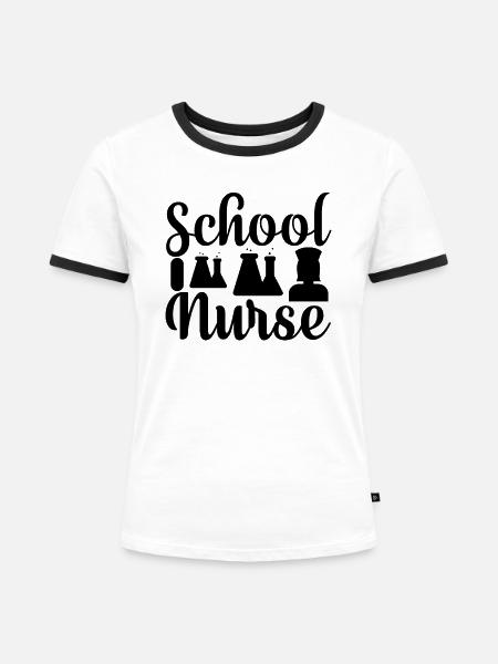 Schulkrankenschwester - Frauen Kontrast-T-Shirt - Weiß/Schwarz