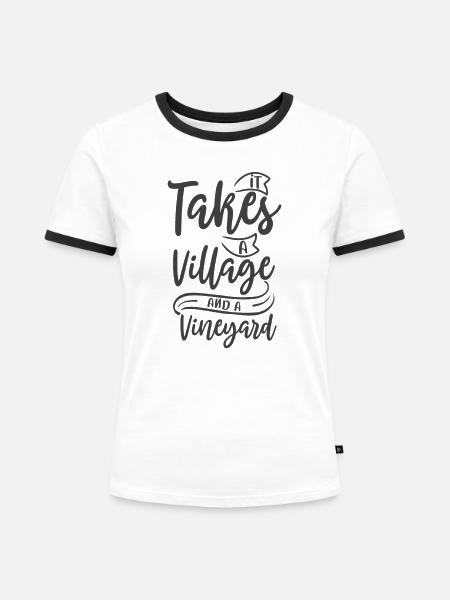 Dorf und Weinberg - Frauen Kontrast-T-Shirt - Weiß/Schwarz