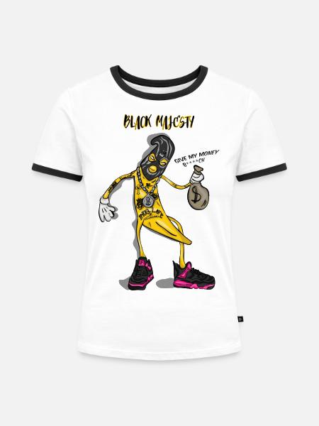 BANANEN-OG - Frauen Kontrast-T-Shirt - Weiß/Schwarz