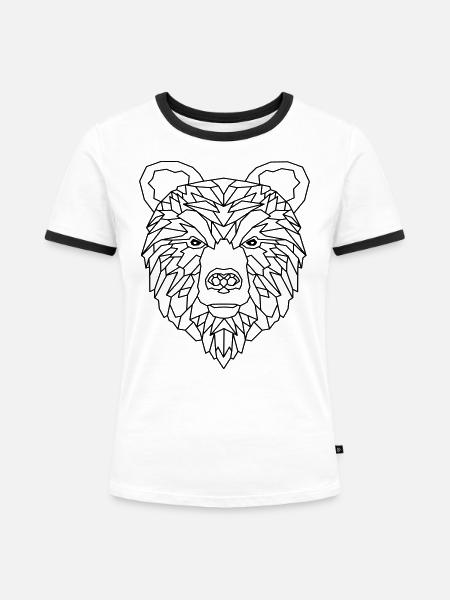 Bär Geometric - Frauen Kontrast-T-Shirt - Weiß/Schwarz