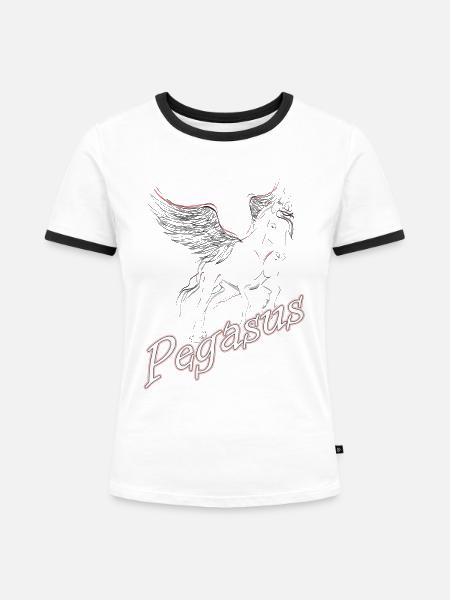 Pegasus! Das fliegende Pferd! - Frauen Kontrast-T-Shirt - Weiß/Schwarz