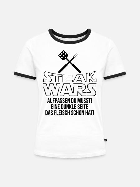 Steak Wars - Frauen Kontrast-T-Shirt - Weiß/Schwarz