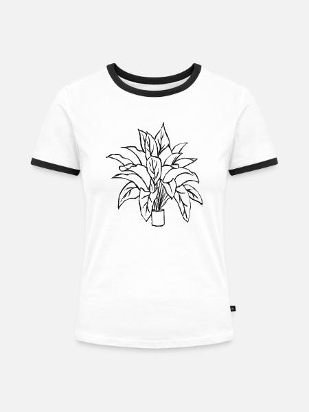 Pflanze - Frauen Kontrast-T-Shirt - Weiß/Schwarz