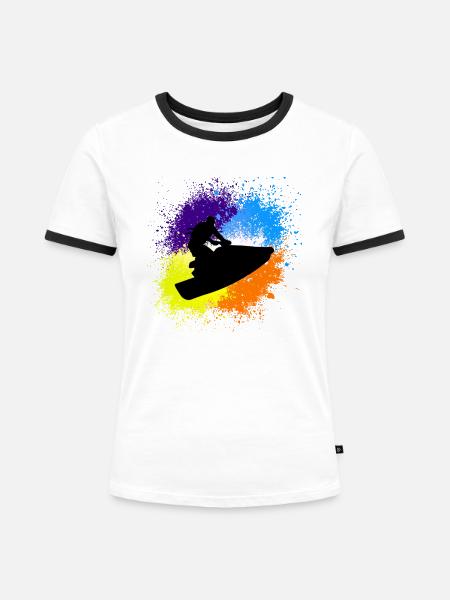 jet ski - Frauen Kontrast-T-Shirt - Weiß/Schwarz