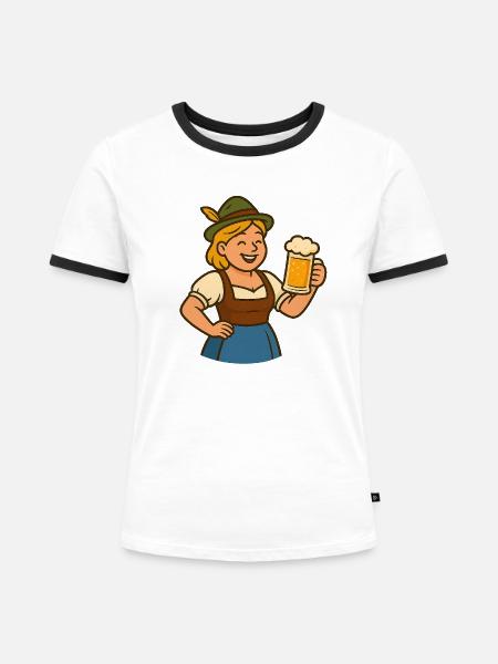 Bayerische Bierfest - Frauen Kontrast-T-Shirt - Weiß/Schwarz
