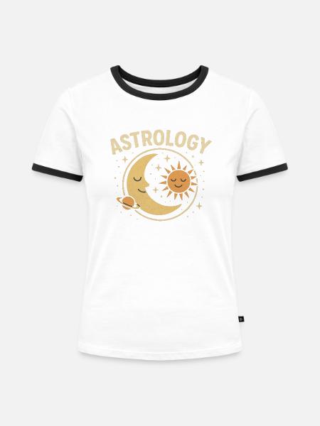 Astrologie Mond und Sonne - Frauen Kontrast-T-Shirt - Weiß/Schwarz