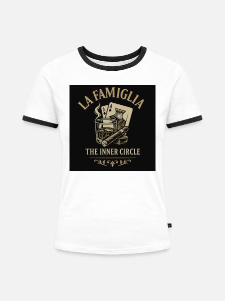 La Famiglia Inner Circle - Frauen Kontrast-T-Shirt - Weiß/Schwarz