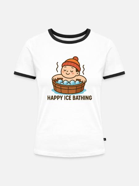 Kuscheliges Eisbad Motiv - Frauen Kontrast-T-Shirt - Weiß/Schwarz