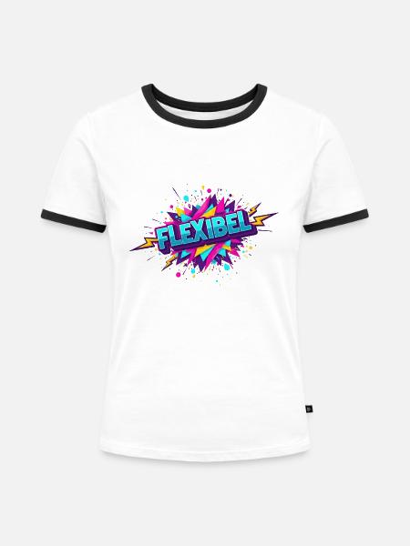 Flexibel Comic Neon Explosion - Frauen Kontrast-T-Shirt - Weiß/Schwarz