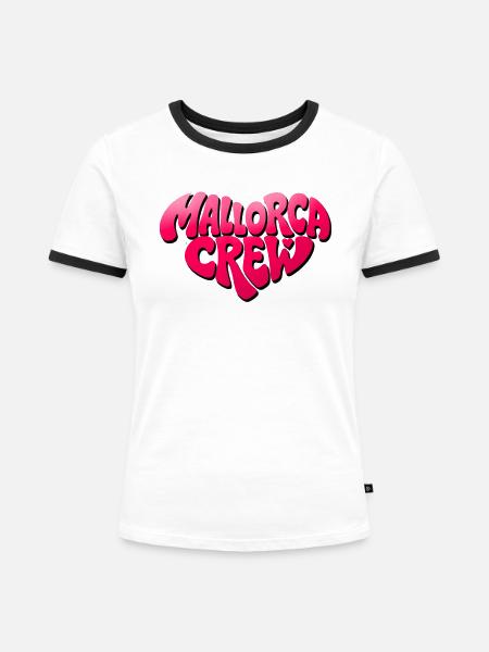 Mallorca Crew Pink Retro - Frauen Kontrast-T-Shirt - Weiß/Schwarz