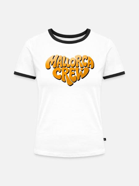 Mallorca Crew Bubble Logo - Frauen Kontrast-T-Shirt - Weiß/Schwarz