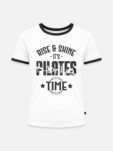 Pilates - Frauen Kontrast-T-Shirt - Weiß/Schwarz