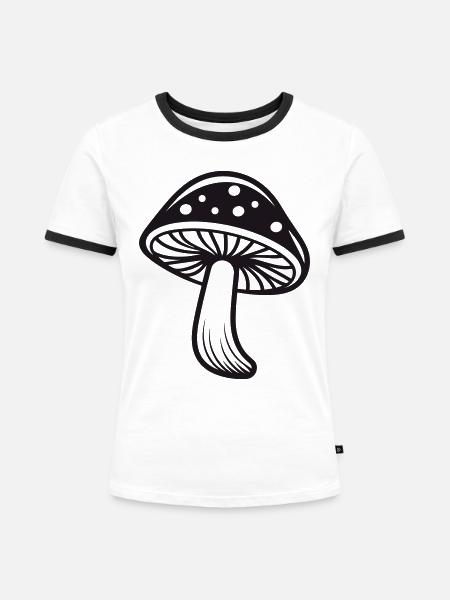 Pilz - Frauen Kontrast-T-Shirt - Weiß/Schwarz