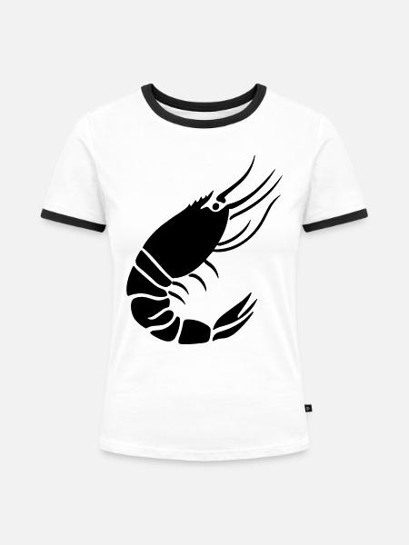 Garnele - Frauen Kontrast-T-Shirt - Weiß/Schwarz