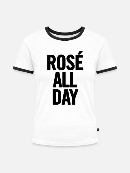 All Day Black Rose - Frauen Kontrast-T-Shirt - Weiß/Schwarz