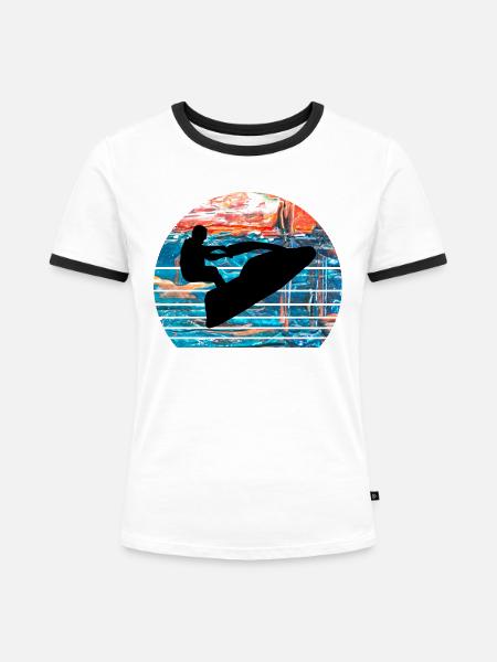 Jet ski - Frauen Kontrast-T-Shirt - Weiß/Schwarz