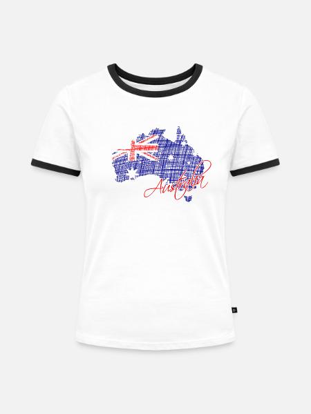 Australien - Australia - Frauen Kontrast-T-Shirt - Weiß/Schwarz