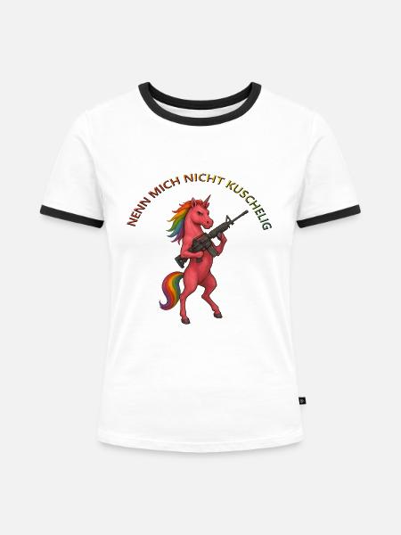 Nicht Kuschelig - Frauen Kontrast-T-Shirt - Weiß/Schwarz