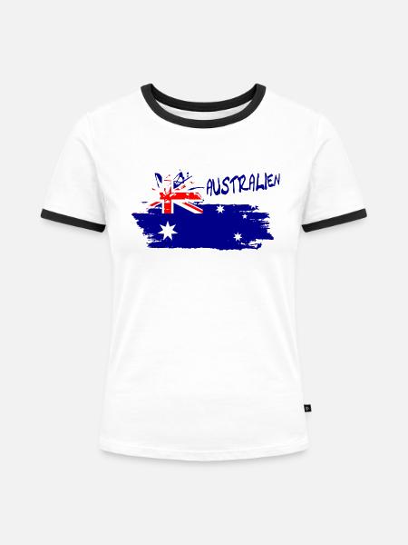 Austrailien Australia - Frauen Kontrast-T-Shirt - Weiß/Schwarz