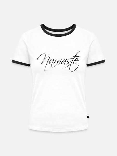 Namaste - Frauen Kontrast-T-Shirt - Weiß/Schwarz