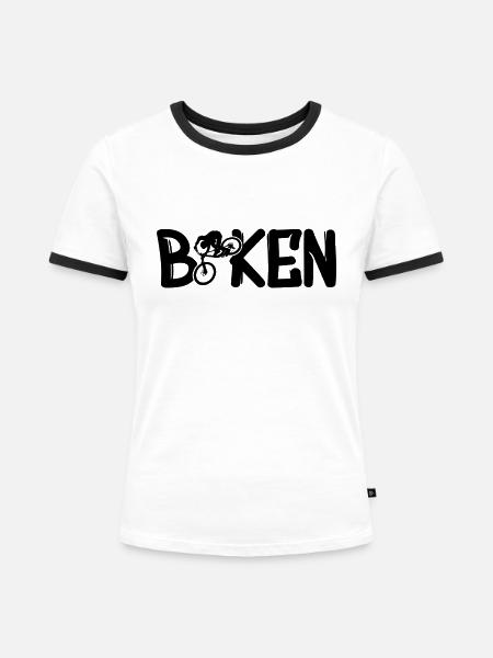 Biken - Frauen Kontrast-T-Shirt - Weiß/Schwarz