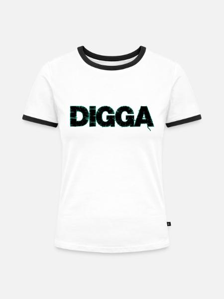 Digga - Frauen Kontrast-T-Shirt - Weiß/Schwarz