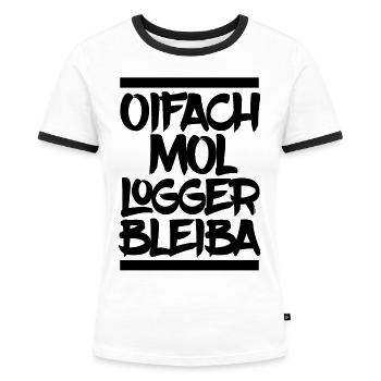 Schwaben Schwabe Schwäbisch Schwabenland Schwob - Frauen Kontrast-T-Shirt - Weiß/Schwarz - Vorne - Selfina (174cm)