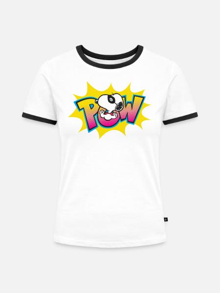 Peanuts Snoopy Pow Superheld Superhero - Frauen Kontrast-T-Shirt - Weiß/Schwarz