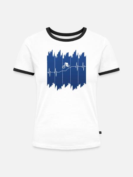 Biken Downhill - Frauen Kontrast-T-Shirt - Weiß/Schwarz