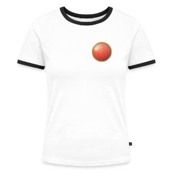 China Emblem - Frauen Kontrast-T-Shirt - Weiß/Schwarz - Vorne - Selfina (174cm)