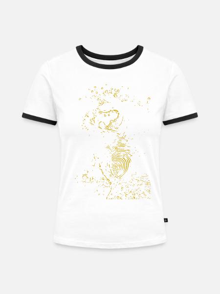 Goldenes Ammoniten-Muster - Frauen Kontrast-T-Shirt - Weiß/Schwarz