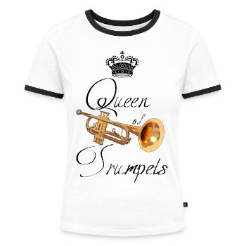 Queen of Trumpets - Frauen Kontrast-T-Shirt - Weiß/Schwarz - Vorne - Selfina (174cm)