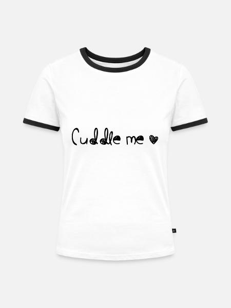 cuddle me - Frauen Kontrast-T-Shirt - Weiß/Schwarz